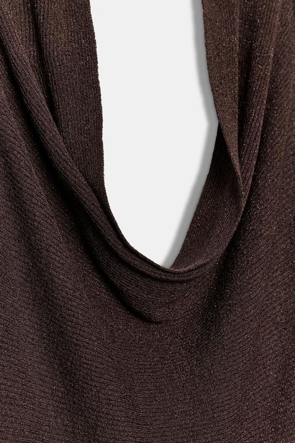 ZARA ТОП ХАЛТЕР В РУБЧИК С БЛЕСТЯЩЕЙ НИТЬЮ, КОРИЧНЕВЫЙ