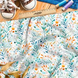 Ткань премиум сатин акварельные веточки