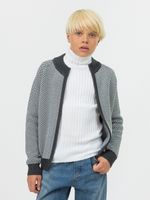 Кардиган для мальчика на молнии AT725 серо-молочный