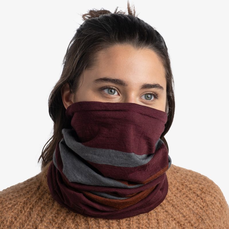 Тонкий шерстяной шарф-труба Buff Wool Move lightweight Mahogany Фото 2