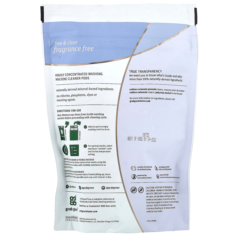 Grab Green, капсулы для стиральных машин, без отдушек, 354 г (12,5 унции)