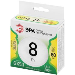 Лампа светодиодная ЭРА GREEN LINE LED GX-8W-830-GX53 GL 8Вт таблетка теплый свет GX53 | Лампы cветодиодные Плоские (GX)