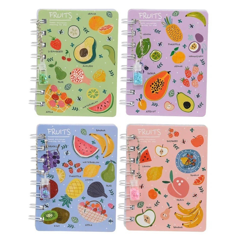 Блокнот детский Basir, формат А7, серия "Фрукты", с брелоком, яркая обложка, 60 листов, размер 11.3*8.5 см