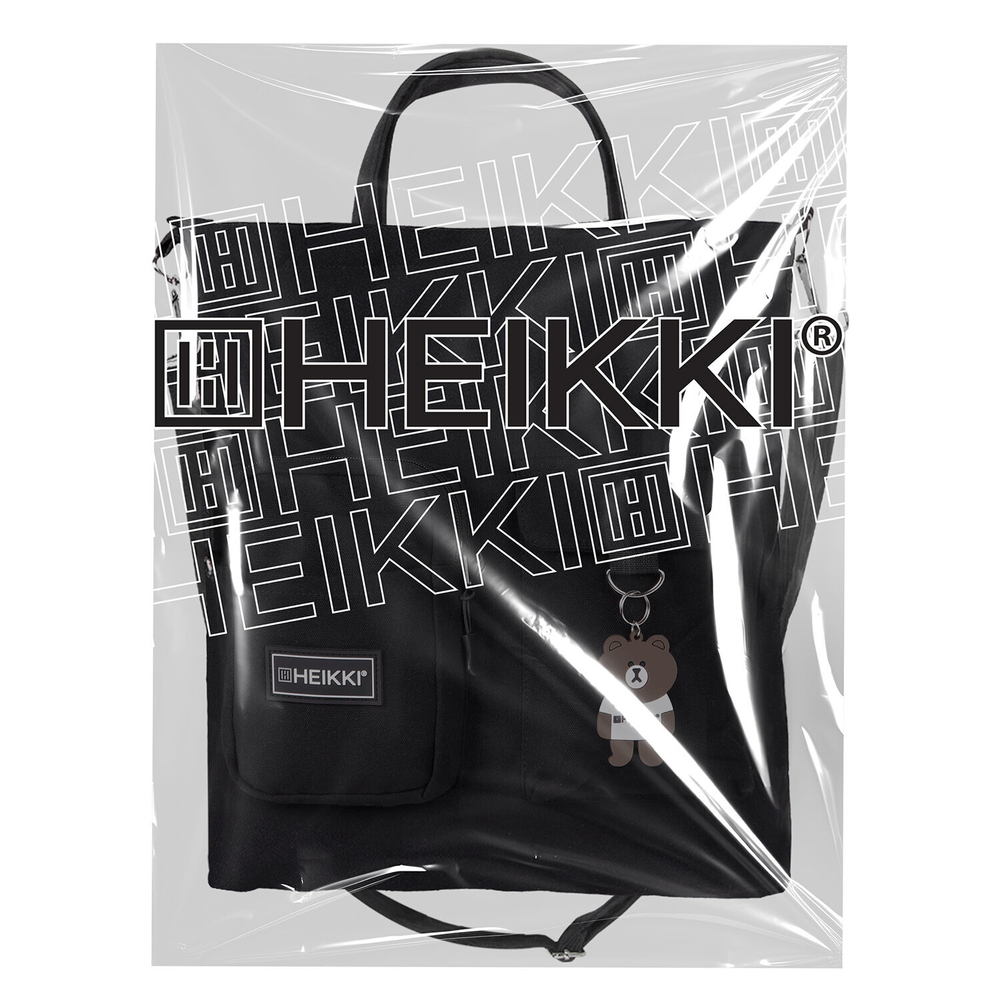 Сумка шоппер HEIKKI EQUIP (ХЕЙКИ), канвас, карманы, 38×35 см, черный/