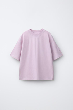 ZARA ФУТБОЛКА GARMENT DYE, СВЕТЛО-СИРЕНЕВЫЙ