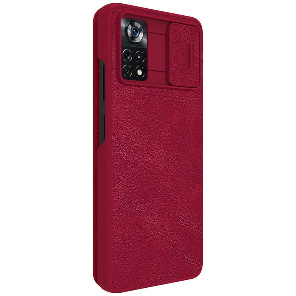 Кожаный чехол-книжка Nillkin Leather Qin Pro c защитой камеры для Poco X4 Pro 5G