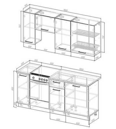 Кухонный гарнитур Муссон 1800 (38мм)