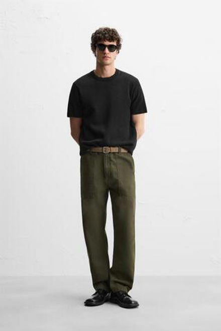 ZARA ФУТБОЛКА RELAXED FIT, ЧЕРНЫЙ