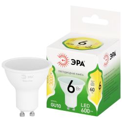 Лампа светодиодная ЭРА GREEN LINE LED MR16-6W-830-GU10 GL 6Вт софит теплый свет GU10 | Лампы cветодиодные Точечные (Софиты) (MR, PAR)