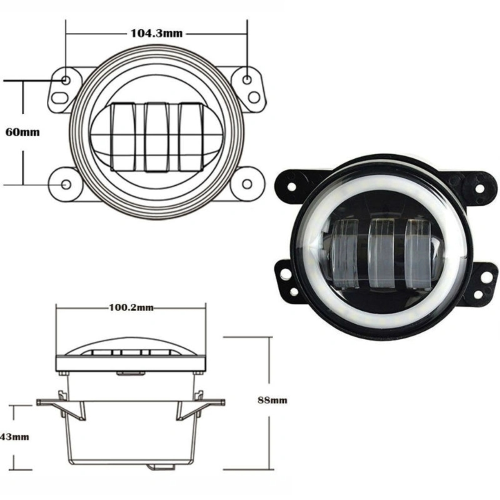 Комплект противотуманных фар Aurora с ДХО и поворотниками