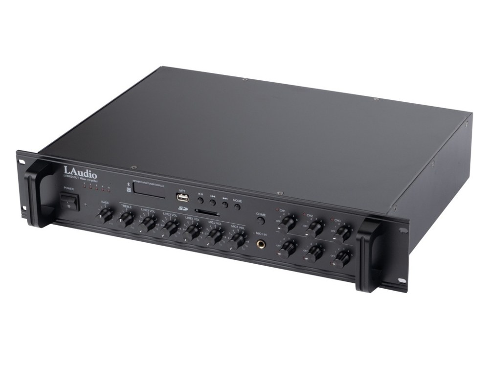 LAudio LAM6250UT Усилитель мощности трансляционный, 250Вт, 6 зон. Размеры: 484 х 355 х 88мм. Вес: 14 кг.