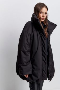 Куртка-баллон зимняя Айсель черного цвета