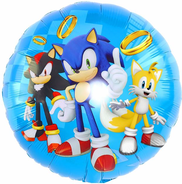 Шар (18''/46 см) Круг, Ежик Аниме и друзья, Синий(БГ-15)