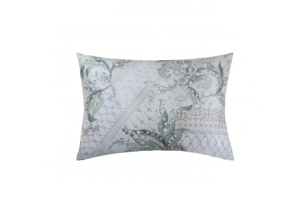 Наволочка 50х70 Mollen Ландыши светло-серая хлопковая