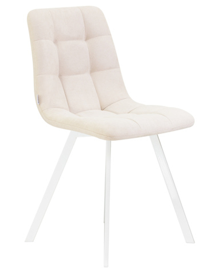 Стул обеденный DOBRIN ALEX SQUARE, белые ножки, кремовая ткань (UF860-01B)