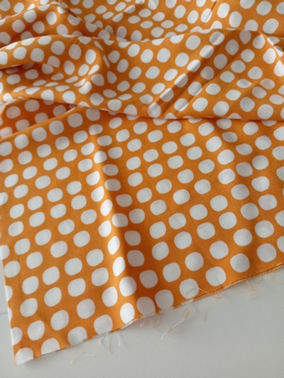 Штапель (принт), горошек на жёлтой горчице