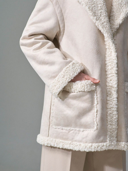 Двусторонняя дубленка из искусственного меха тедди чебурашка, SilverFox (арт. S1183-200)