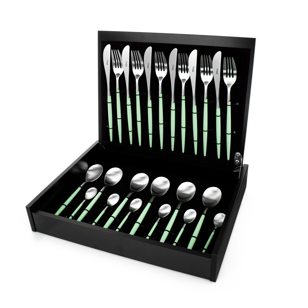 Набор столовых приборов на 6 персон 24 предмета Cutipol Mio matte celadon в подарочной упаковке