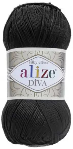 Пряжа Alize Diva 60 Черный (упаковка 5 мотков)