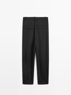 Massimo Dutti Брюки Саруэль из струящейся ткани, черный