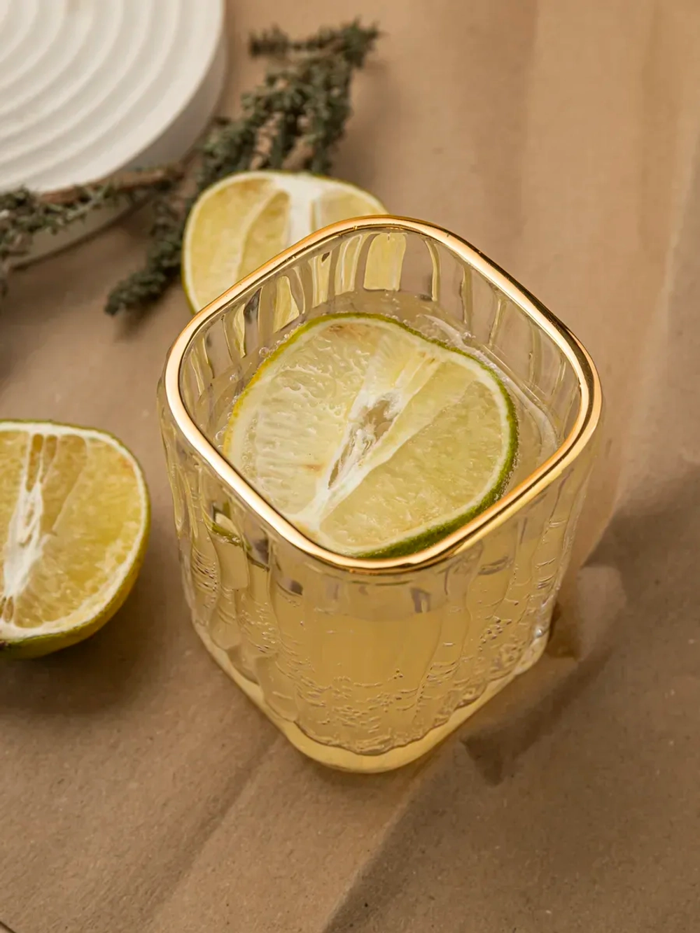 Набор бокалов под дерево, 200 мл. 6 шт. золотая кайма