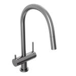 Смеситель для кухни Abelsberg Aera EMF71709GM c вытяжным изливом и возможностью подключения фильтра для воды, цвет космическая сталь, PVD покрытие
