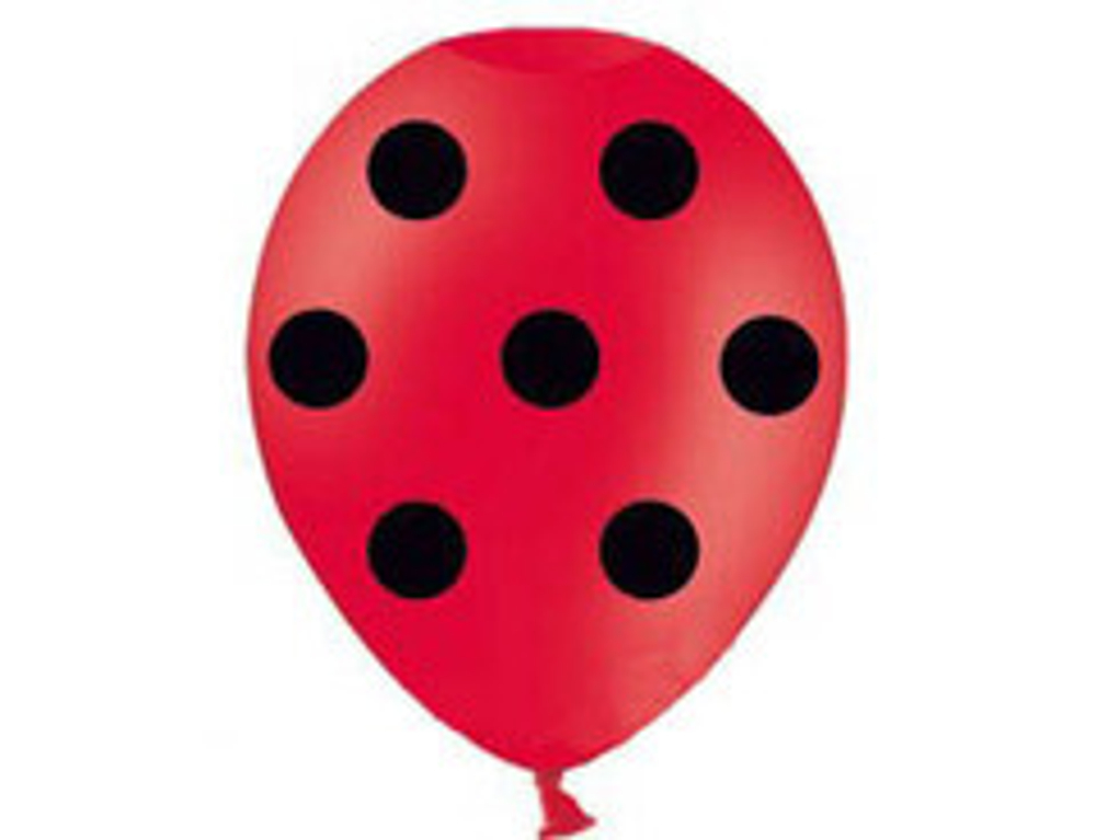 Шелкография пастель 14"  Горошек черный на красном