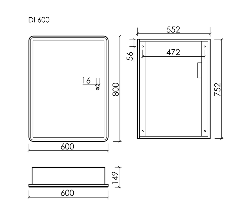 Зеркальный шкаф для ванной комнаты SANCOS Diva 600х149х800, с подсветкой, арт.DIV600
