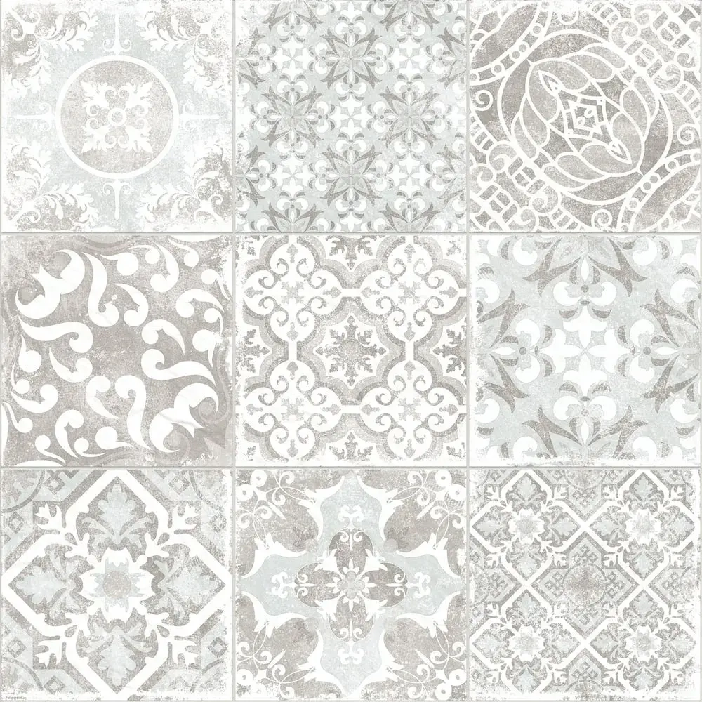 Керамогранит Alma Ceramica GFU04CTR17R Country 60x60 белый / серый сахарный с орнаментом