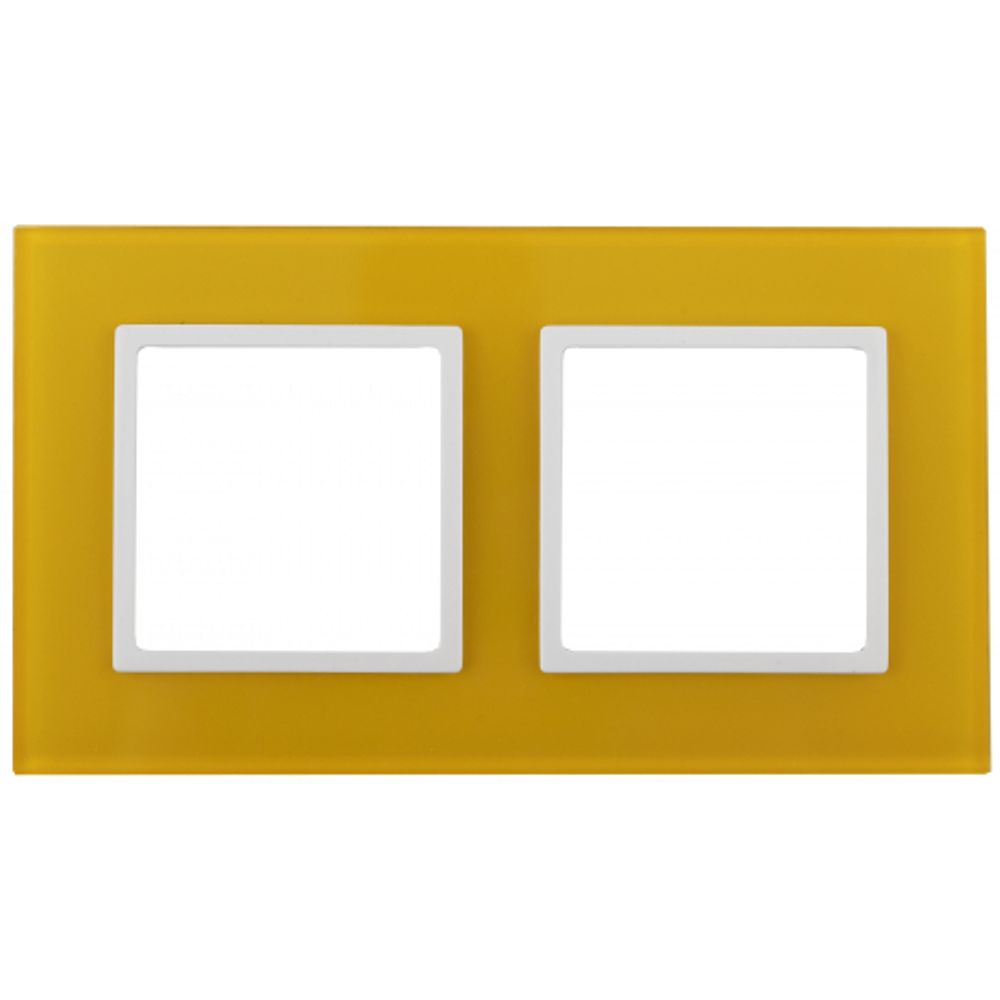 14-5102-21 ЭРА Рамка на 2 поста, стекло, Эра Elegance, жёлтый+бел