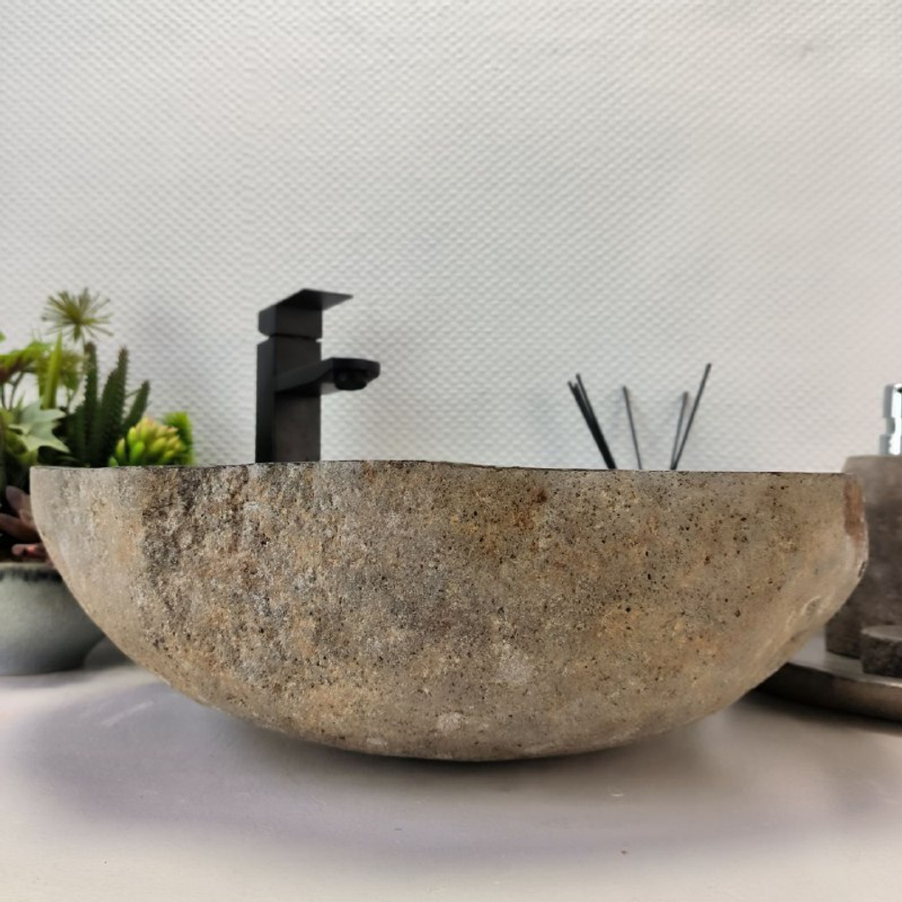 Каменная раковина из речного камня RS-63554 (47*42*15) 0122