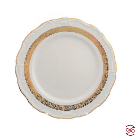 Блюдо круглое Thun Мария Луиза золотая лента Ivory 30см