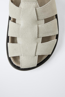 ZARA КОЖАНЫЕ САНДАЛИИ, ЭКРЮ