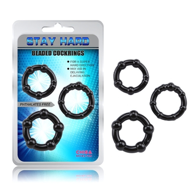 Эрекционые кольца Beaded Cock Rings (Цвет: черный)