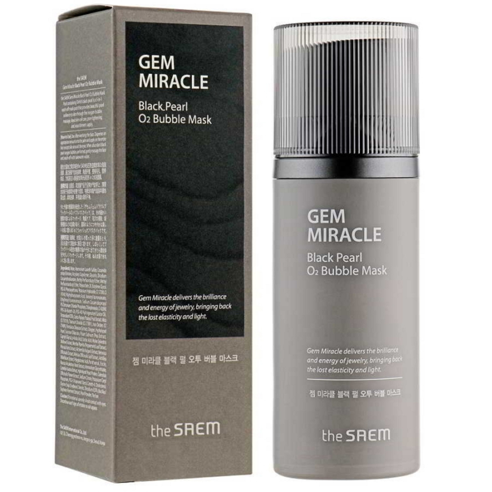 The Saem Gem Miracle Black Pearl O2 Bubble Mask маска кислородная с экстрактом жемчуга