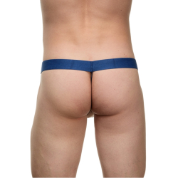 Мужские трусы стринги белые с синей резинкой LaBlinque LB15764