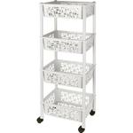 Этажерка Keeplex Light на колесиках четырехсекционная прямоугольная 37х19см белое облак