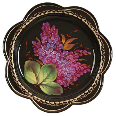 Жостовский поднос декоративный, размер 18 см (A1), металлический