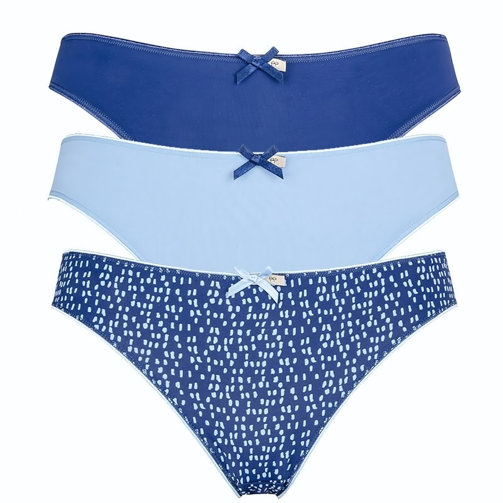 Набор из 3 сине-голубых трусиков-слип Olivia (Размер: L) (Цвет: синий с голубым)
