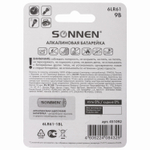 батарейка SONNEN Alkaline Крона (6LR61 6LF22 1604A) алкалиновая 1 шт. блистер (12 штук в упаковке)