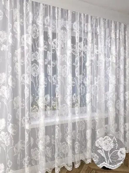 Тюль белая сетка Жаккард 250х200 см