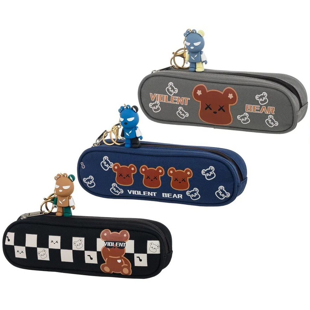 Пенал-косметичка Basir без наполнения, 22,5*7,5*6 см, серия "Violent bear", ассорти