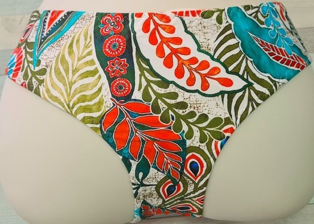 Плавки-бразилиана с растительным орнаментом (Размер: 4X) (Цвет: разноцветный)