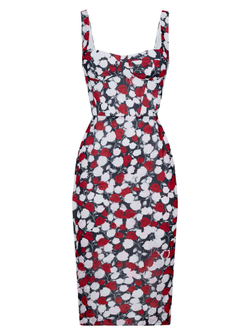 Сарафан корсажный миди с цветочным принтом