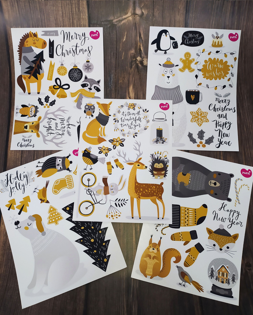 Новогодние наклейки стикеры на подарки, окна, декор для дома