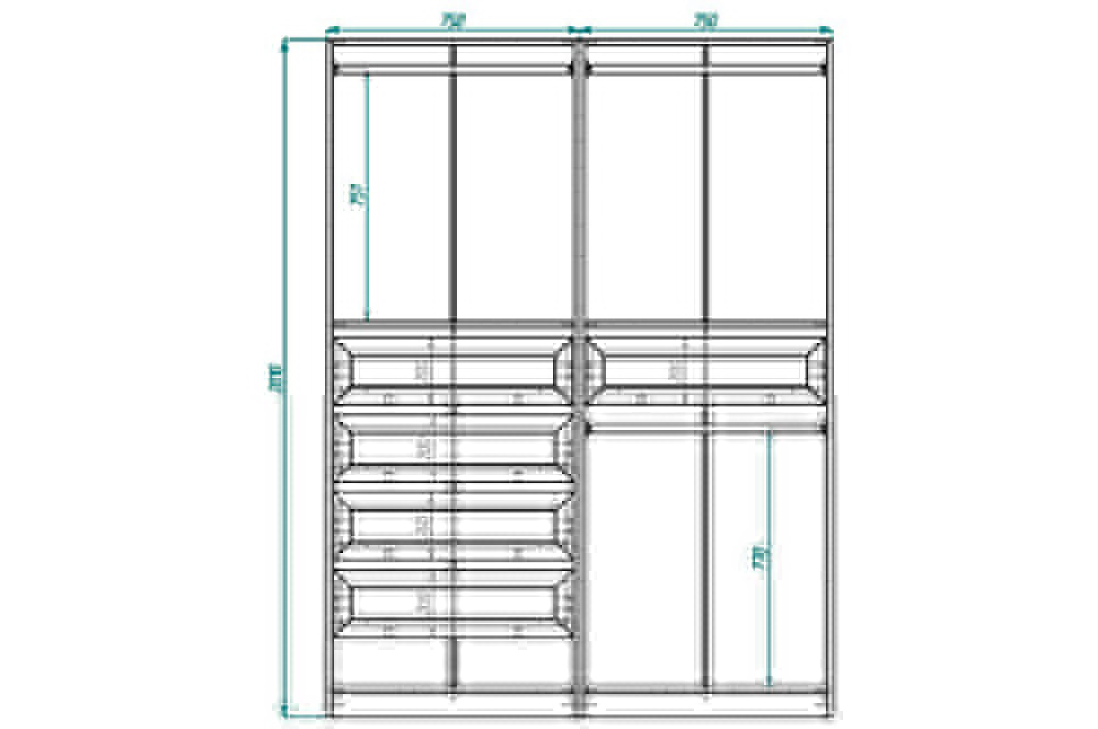 Гардероб PAX IKEA (комбинация) с 5 ящиками 150x58x201 см (белый) 150*58*201 см, Белый   Фиеста
