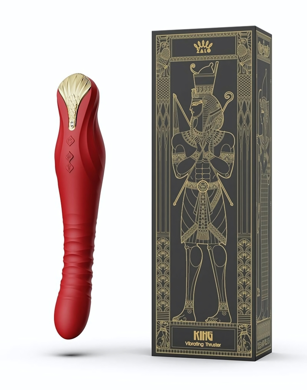 Красный вибратор King с функцией возвратно-поступательных движений - 30,2 см. (Цвет: красный)