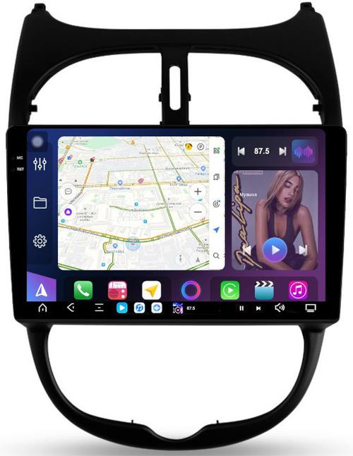 Магнитола для Peugeot 206 1998-2012 - FarCar S500-TS20 монитор 9.5" 2K QLED на Android 14, Быстрейшая, CarPlay, 4G SIM-слот