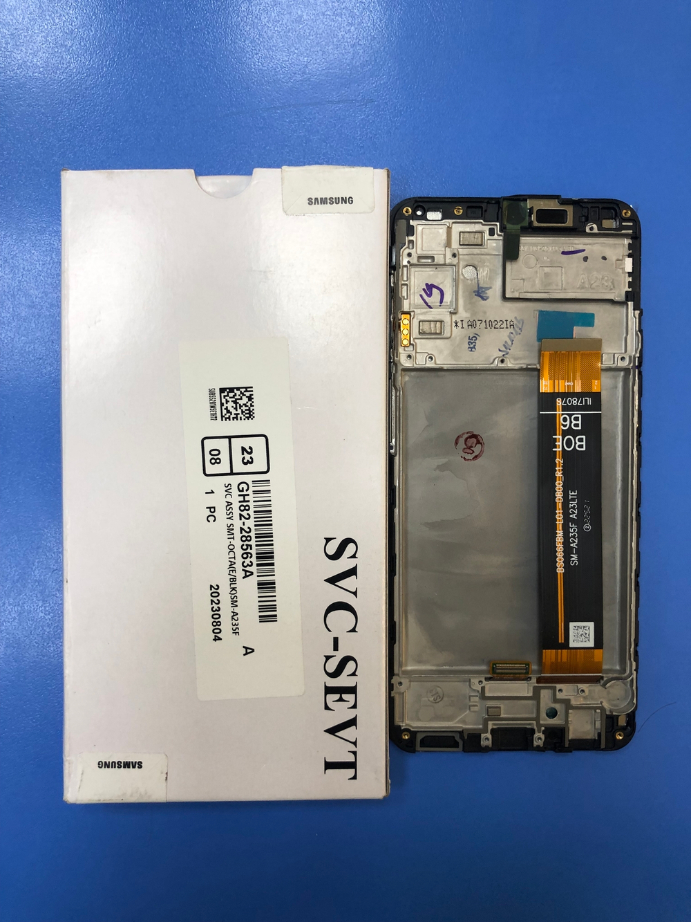 Самсунг A235  Galaxy A23  Дисплей в сборе с тачскрином и рамкой чёрный Оригинал Сервисный
