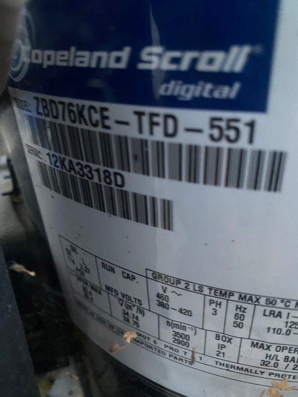 ЦХМ на базе Copeland ZB 76 KCE-TFD-551 3 компрессора